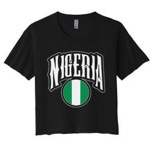 Love Nigeria With Nigerian Flag Inside A Circle Women's Crop Top Tee