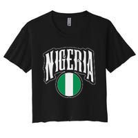 Love Nigeria With Nigerian Flag Inside A Circle Women's Crop Top Tee