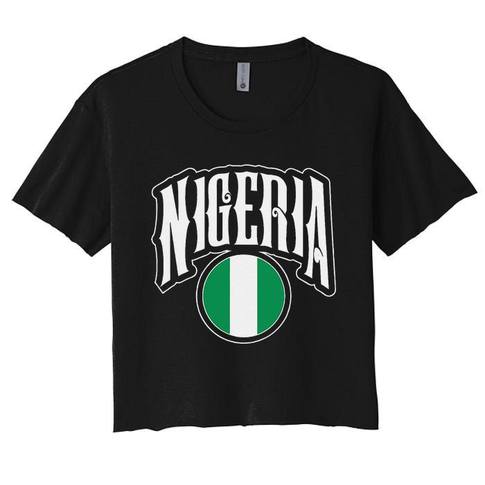 Love Nigeria With Nigerian Flag Inside A Circle Women's Crop Top Tee