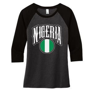 Love Nigeria With Nigerian Flag Inside A Circle Women's Tri-Blend 3/4-Sleeve Raglan Shirt