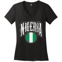 Love Nigeria With Nigerian Flag Inside A Circle Women's V-Neck T-Shirt