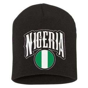 Love Nigeria With Nigerian Flag Inside A Circle Short Acrylic Beanie