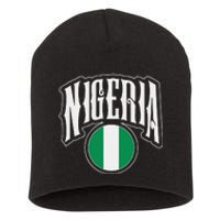 Love Nigeria With Nigerian Flag Inside A Circle Short Acrylic Beanie