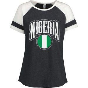 Love Nigeria With Nigerian Flag Inside A Circle Enza Ladies Jersey Colorblock Tee