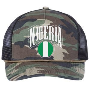 Love Nigeria With Nigerian Flag Inside A Circle Retro Rope Trucker Hat Cap