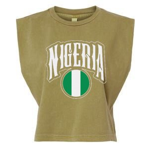 Love Nigeria With Nigerian Flag Inside A Circle Garment-Dyed Women's Muscle Tee