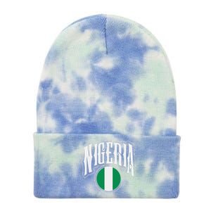 Love Nigeria With Nigerian Flag Inside A Circle Tie Dye 12in Knit Beanie