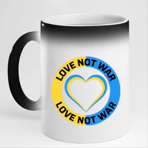 Love Not War For Ukrainian Supporters 5 11oz Black Color Changing Mug