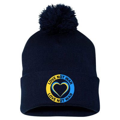 Love Not War For Ukrainian Supporters 5 Pom Pom 12in Knit Beanie