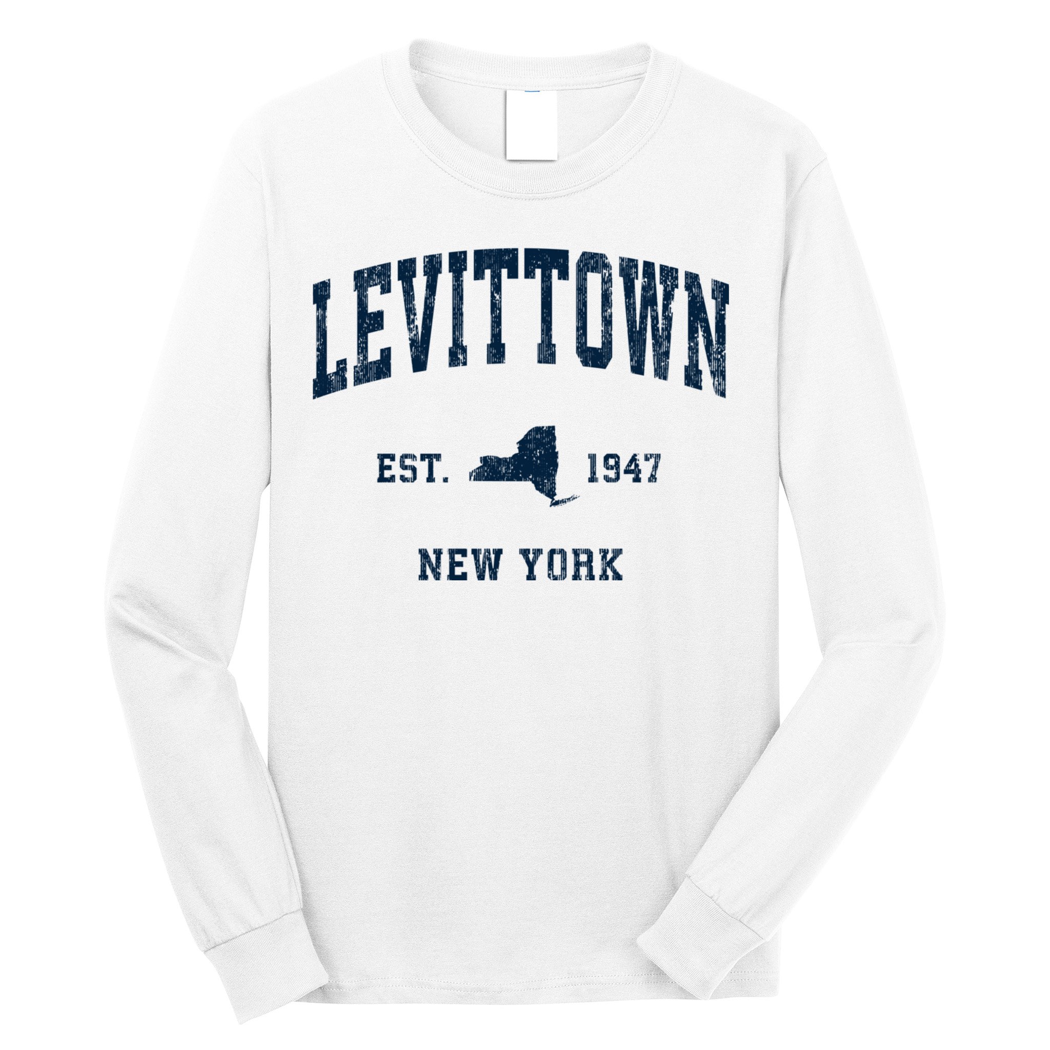 Levittown New York Ny Vintage Athletic Long Sleeve Shirt