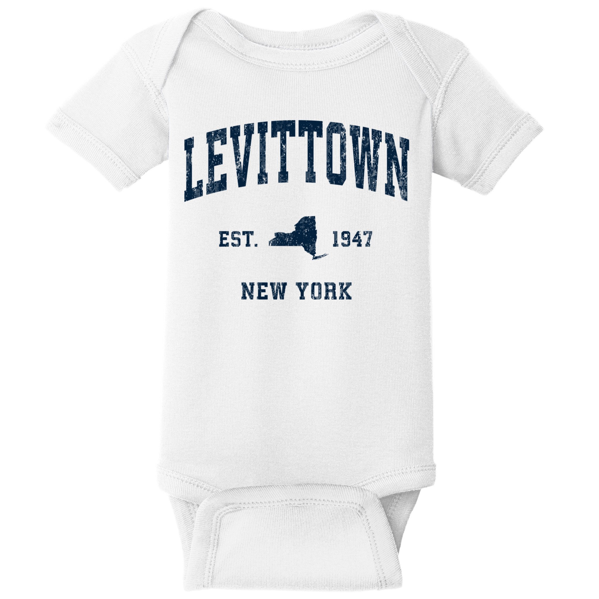 Levittown New York Ny Vintage Athletic Baby Bodysuit