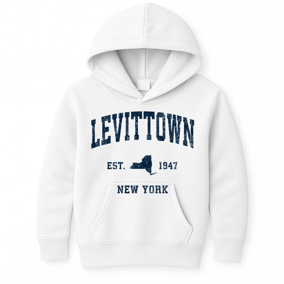 Levittown New York Ny Vintage Athletic Kids Hoodie