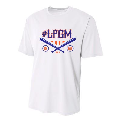 LFGM New York Baseball Est 1962 Youth Performance Sprint T-Shirt