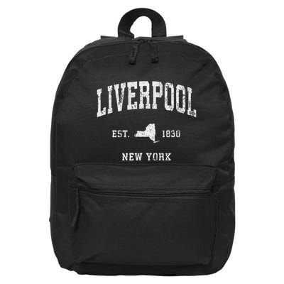 Liverpool New York Ny Vintage Athletic Sports Design 16 in Basic Backpack