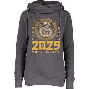 Lunar New Year Of The Snake 2025 Womens Funnel Neck Pullover Hood