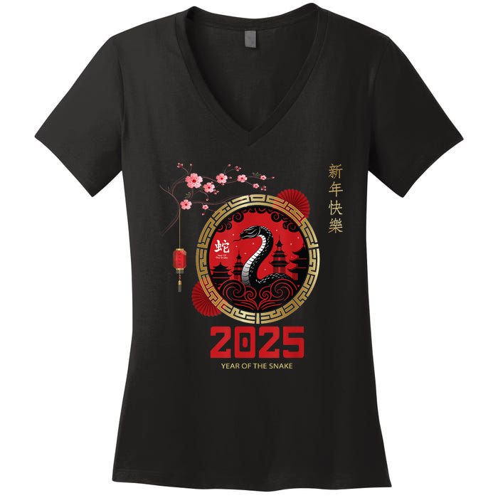 Lunar New Year Chinese New Year 2025 Year Of The Snake 2025 Gift Women's V-Neck T-Shirt