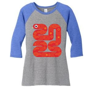 Lunar New Year 2025 Year Of The Snake Women's Tri-Blend 3/4-Sleeve Raglan Shirt