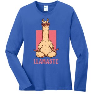 Llama Namaste Yoga Mom Chakra Workout Mothers Day Cool Gift Ladies Long Sleeve Shirt