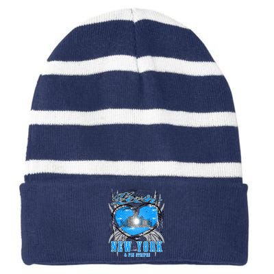 Loving New York Striped Beanie with Solid Band