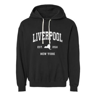 Liverpool New York Ny Vintage Athletic Sports Garment-Dyed Fleece Hoodie
