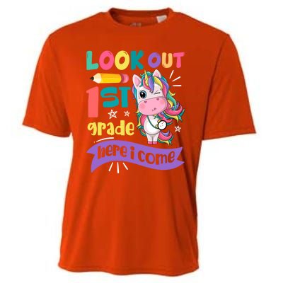 Look Out 1St Grade Here I Come Unicorn First Grade Gift Cooling Performance Crew T-Shirt