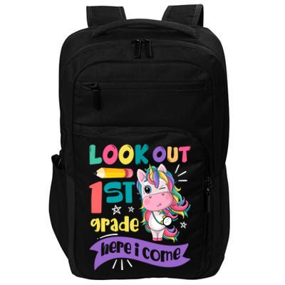 Look Out 1St Grade Here I Come Unicorn First Grade Gift Impact Tech Backpack