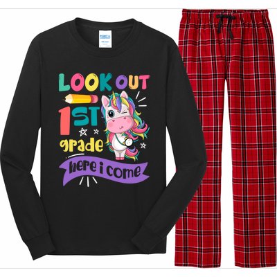 Look Out 1St Grade Here I Come Unicorn First Grade Gift Long Sleeve Pajama Set