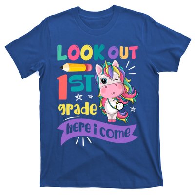 Look Out 1St Grade Here I Come Unicorn First Grade Gift T-Shirt