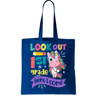 Look Out 1St Grade Here I Come Unicorn First Grade Gift Tote Bag