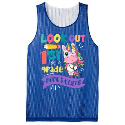 Look Out 1St Grade Here I Come Unicorn First Grade Gift Mesh Reversible Basketball Jersey Tank