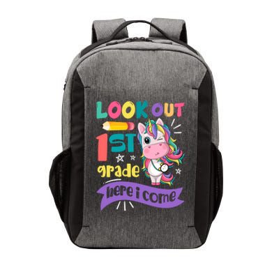 Look Out 1St Grade Here I Come Unicorn First Grade Gift Vector Backpack