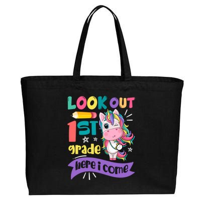 Look Out 1St Grade Here I Come Unicorn First Grade Gift Cotton Canvas Jumbo Tote