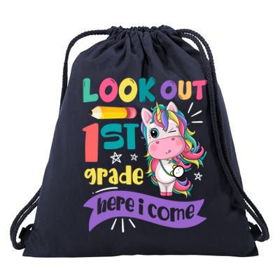 Look Out 1St Grade Here I Come Unicorn First Grade Gift Drawstring Bag