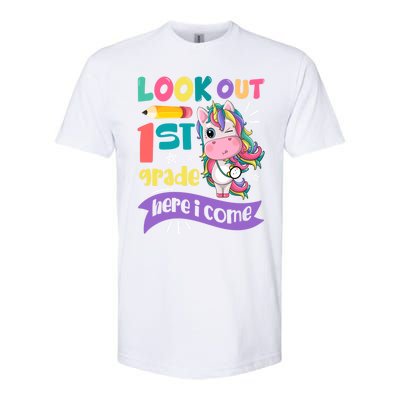 Look Out 1St Grade Here I Come Unicorn First Grade Gift Softstyle CVC T-Shirt