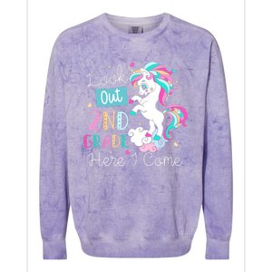 Look Out 2nd Grade Here I Come Unicorn Back To School Kids Colorblast Crewneck Sweatshirt