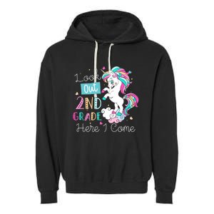 Look Out 2nd Grade Here I Come Unicorn Back To School Kids Garment-Dyed Fleece Hoodie