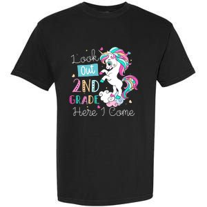 Look Out 2nd Grade Here I Come Unicorn Back To School Kids Garment-Dyed Heavyweight T-Shirt