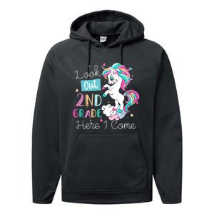 Look Out 2nd Grade Here I Come Unicorn Back To School Kids Performance Fleece Hoodie