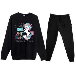 Look Out 2nd Grade Here I Come Unicorn Back To School Kids Premium Crewneck Sweatsuit Set