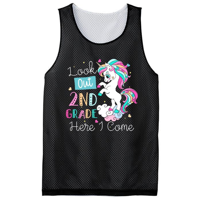 Look Out 2nd Grade Here I Come Unicorn Back To School Kids Mesh Reversible Basketball Jersey Tank