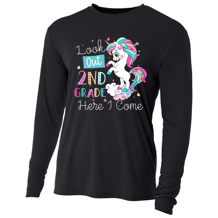 Look Out 2nd Grade Here I Come Unicorn Back To School Kids Cooling Performance Long Sleeve Crew