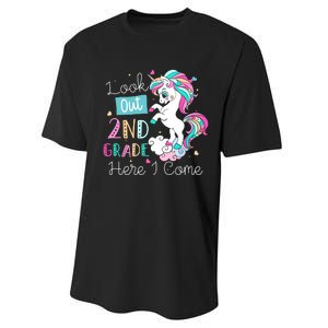 Look Out 2nd Grade Here I Come Unicorn Back To School Kids Performance Sprint T-Shirt