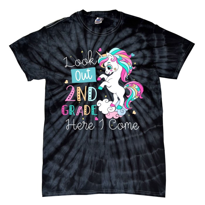 Look Out 2nd Grade Here I Come Unicorn Back To School Kids Tie-Dye T-Shirt