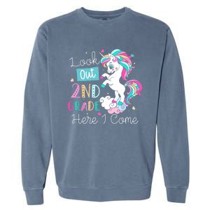 Look Out 2nd Grade Here I Come Unicorn Back To School Kids Garment-Dyed Sweatshirt