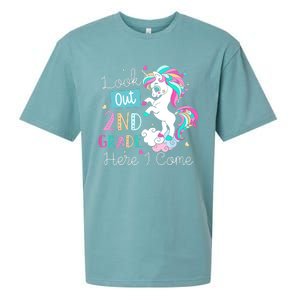 Look Out 2nd Grade Here I Come Unicorn Back To School Kids Sueded Cloud Jersey T-Shirt