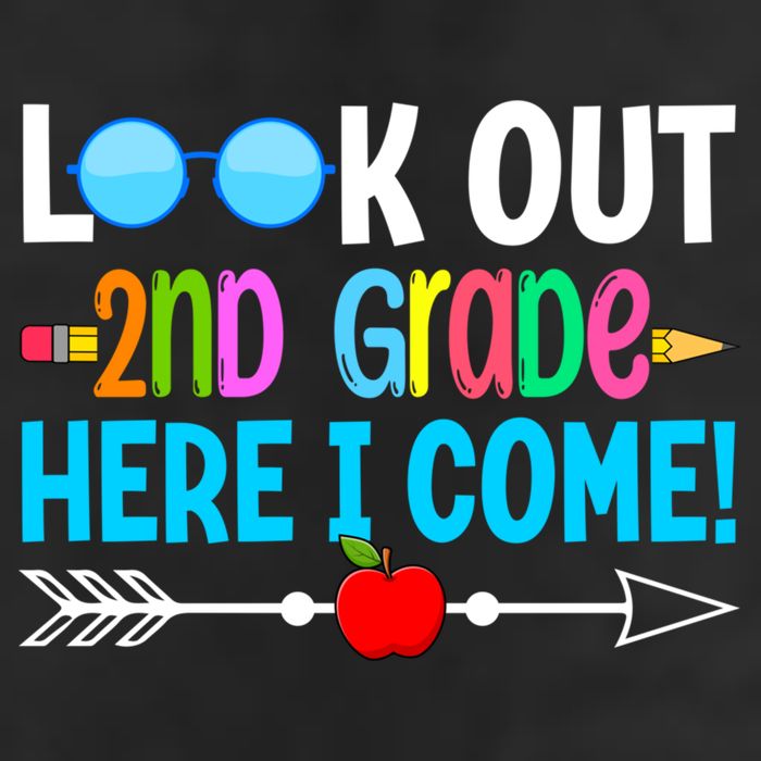 Look Out 2nd Grade Here I Come Back To School First Day Gift 7 Panel Mesh Trucker Snapback Hat