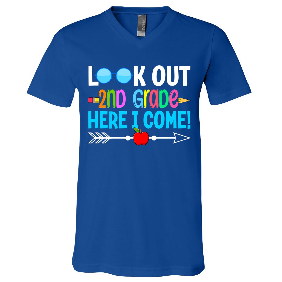 Look Out 2nd Grade Here I Come Back To School First Day Gift V-Neck T-Shirt