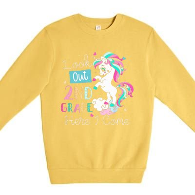 Look Out 2nd Grade Here I Come Unicorn Back To School Premium Crewneck Sweatshirt