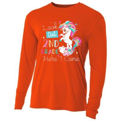 Look Out 2nd Grade Here I Come Unicorn Back To School Cooling Performance Long Sleeve Crew