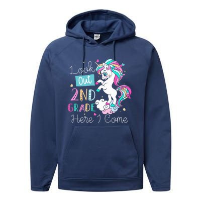 Look Out 2nd Grade Here I Come Unicorn Back To School Performance Fleece Hoodie